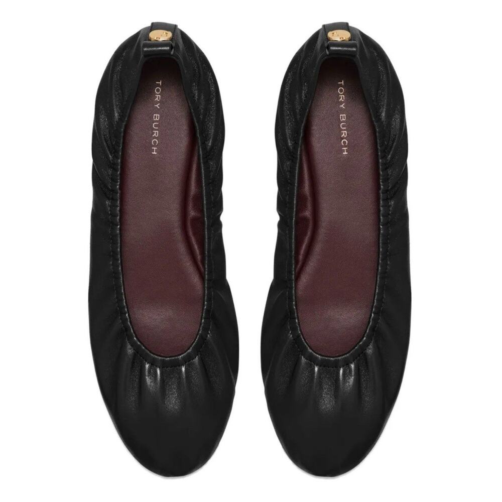 Tory Burch Black Leather Ballet Flats